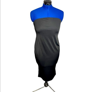 Boohoo‎ US 16 black strapless body-con stretchy midi dress